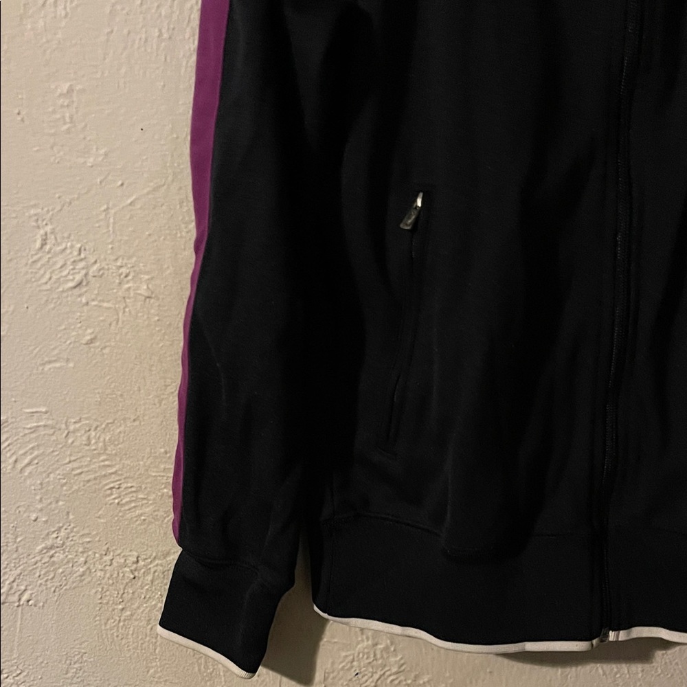 Nike Women's Black Bomber Jacket with Purple Stripes - Picture 2 of 7